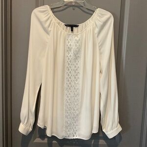 Ivory Silky Lace Trimmed Blouse